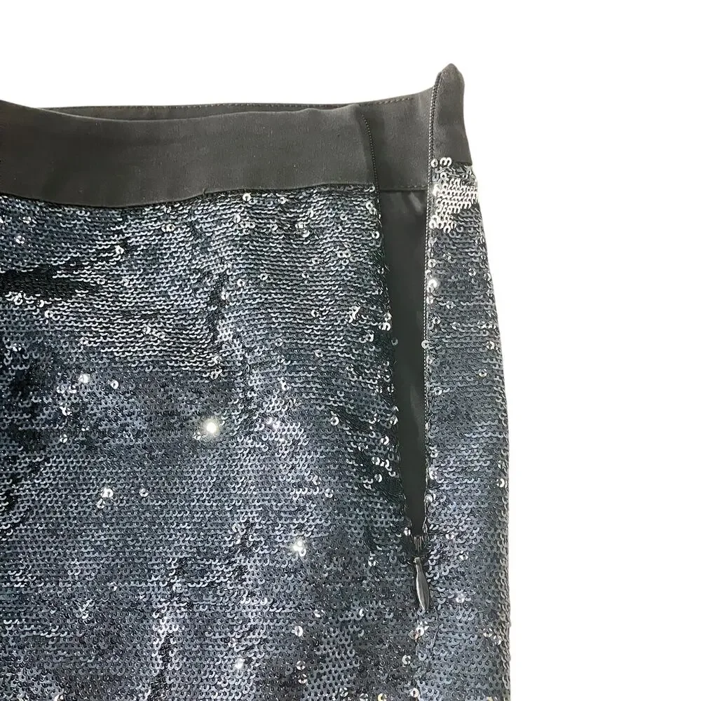 Trina Turk Sequin Skirt 6 Mini Side Zip Dressy Cocktail Goth Preppy Short Blue